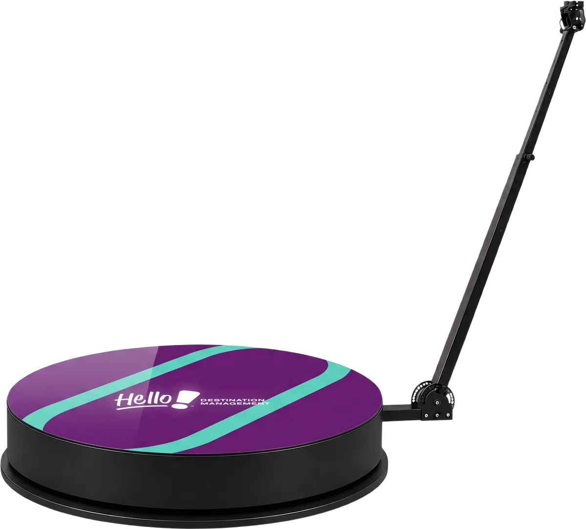 360 camera platform with rotating boom arm, shown in a Hello! Arizona Destination Management  custom wrap